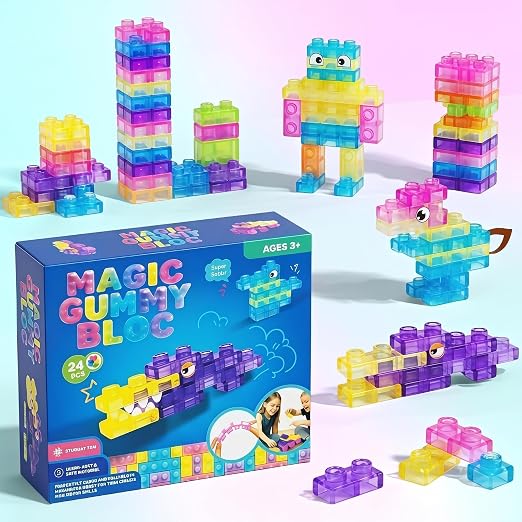 Magic Gummy Building Blocks Toy Set | 24 PCS Educational Transparent Blocks